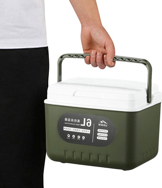 Compacte Koelbox - Draagbare Ijsbox - Buitenactiviteiten Opslag - Tri-layer Isolatie - 5.4 QT Capaciteit - Legergroen