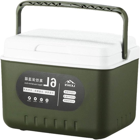 Compacte Koelbox - Ijsbox Outdoor - Picknick en Camping - Drietraps Isolatiestructuur - 5.4 QT - Legergroen