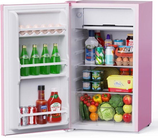 Compacte Koelkast - Kleine Koelbox - Dranken Koelen - Energiezuinig Stil - 91 Liter - Roze