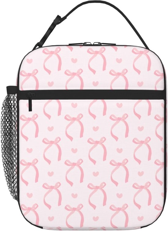 Compacte lunchtas - geïsoleerde lunch bag voor dames en meisjes, herbruikbaar en lichtgewicht voor school, werk, snacks en dagjes uit - roze