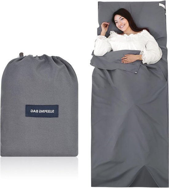 Compacte Microfiber Slaapzak 90cm x 220cm met Extra Kussencompartiment, Ultralichte Reis Slaapzak voor Volwassenen, Ideaal voor Kamperen, Hostels en Wandelen