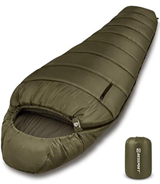 Compacte Mummieslaapzak voor Volwassenen - Geschikt tot -9 °C voor Kamperen en Trekking