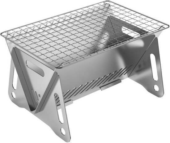 Compacte Opvouwbare BBQ Koolgrill - Mini Vuurkorf voor 1-2 Personen - Draagbaar met Tas voor Kamperen, Picknick en Tuin-S（8.2X5.5 in） van Merkloos