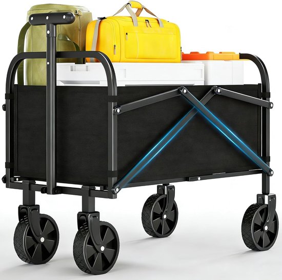 Compacte Opvouwbare Bolderkar - 108 kg Draagkracht - 120 Liter - Bolderwagen met 360° All-Terrain Wielen & Verstelbare Handgreep - Lichtgewicht Transportkar voor Boodschappen, Camping & Tuin van Merkloos