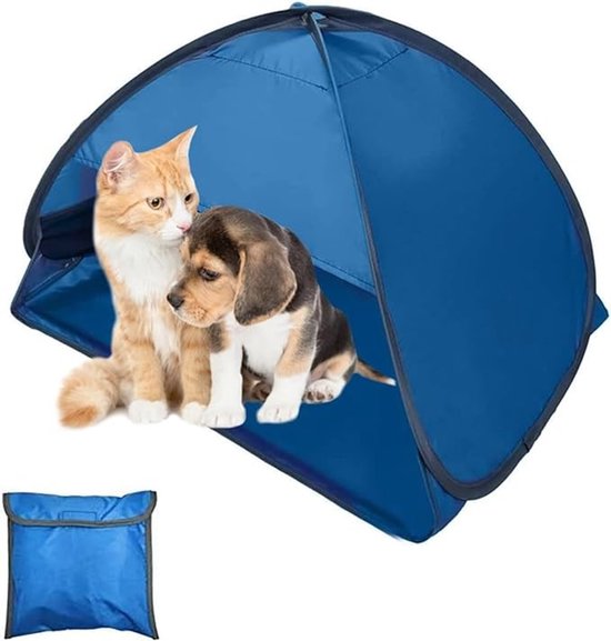 Compacte strandtent voor huisdieren - Blauwe pop-up schuilplaats met UV-bescherming