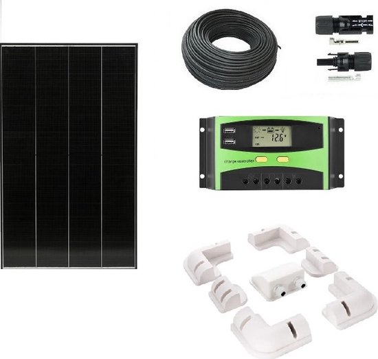 Compleet 170W Zonnepaneel set - Mono Kristallijne Celtechnologie - 12V - daglichtpaneel - Met MC4 connectoren - Voor camper, boot, caravan, accu, etc - Met Nederlandse handleiding van Merkloos