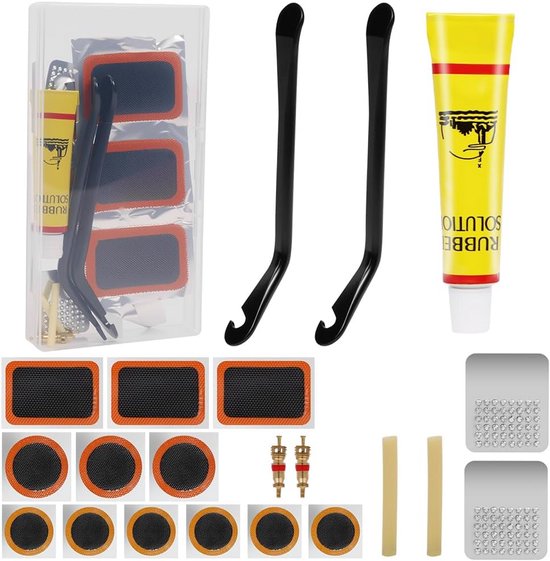 Complete Banden Reparatieset voor Fiets en Motorfiets - Inclusief Bandenlichters en Patches van Merkloos