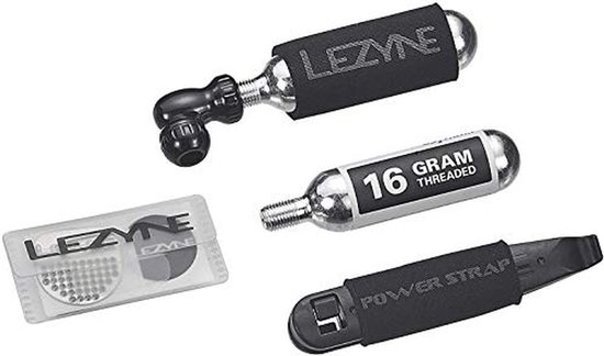 Complete CO2- en bandenreparatieset voor fiets, zwart