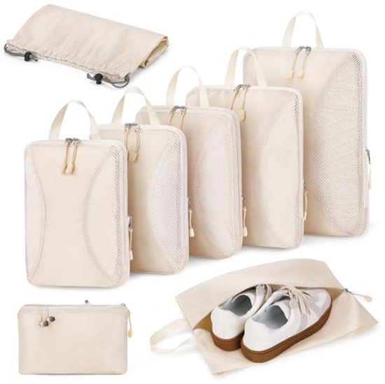 Compressie Blokken Bagage Organizer Set - 8-delig voor Efficiënte Reisverpakking van TravelWise