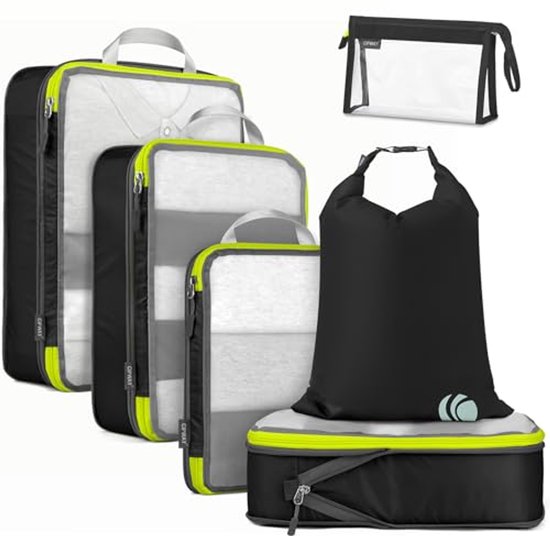 Compressie Reisverpakkingskubussen - Lichtgewicht Reistas Organisator voor Rugzak en Koffer (6 Stuks) van Merkloos