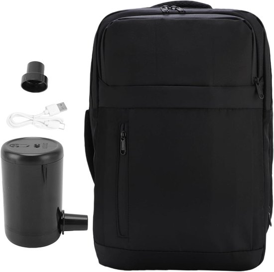 Compressie Rugzak - Reistas Uitbreidbaar - Ruim Opbergen - Inclusief Pomp - 36L Tot 55L - Zwart
