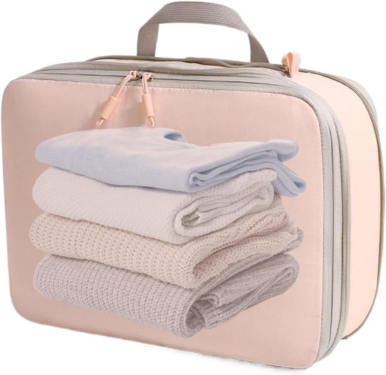 Compressie Tassen - Kleding Opbergers - Reizen Organiseren - Bespaart 40% Ruimte - 41x31x3 cm - Roze
