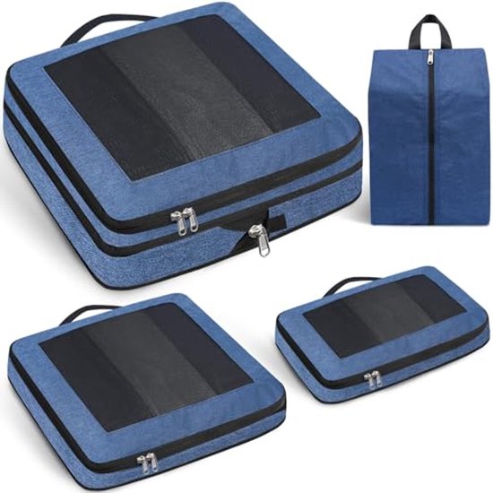 Compressie Verpakking Cubes met Mesh Venster - Draagbare en Uitbreidbare Bagage Organizers voor Reis van Merkloos