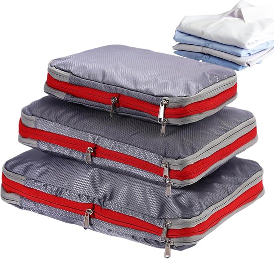 Compressie Verpakking - Reis Organizers - Kleding Opbergen - Waterdichte Zakken - 3 stuks - Grijs