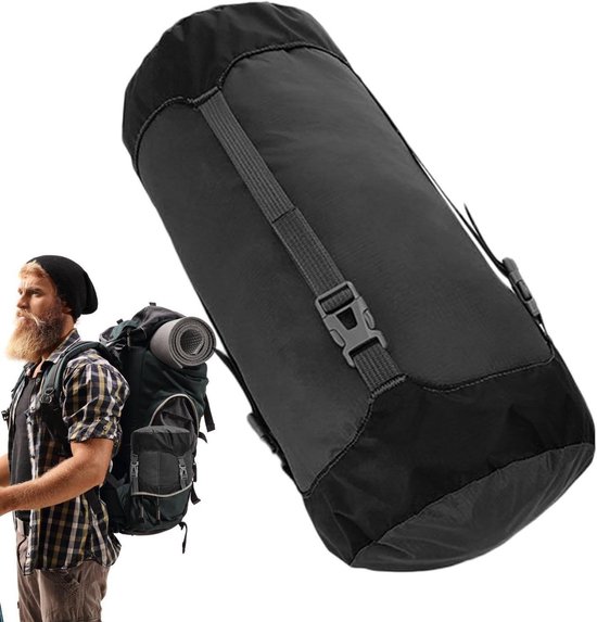Compressietassen Kamperen - Tentzakken Backpacken - Ruimte Besparen - Waterafstotend Nylon - Maat M 15L - Zwart