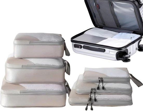 Compressietassen Set - Opbergorganizers Koffer - Reis Bagagebeheer - Ruimtebesparend Ontwerp - 6 Delig - Enkele Attribuut