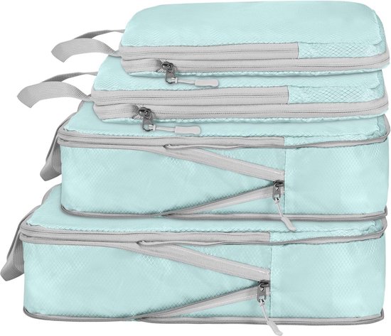 Compressieverpakking Kubussen Set van 4 Blauw - Reisorganizer Tassen voor Kofferopslag van Merkloos