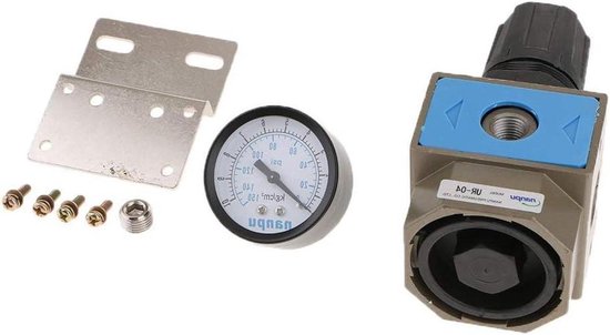 Compressor Drukregelaar - Ventiel Schakelaar - Lucht Drukken - Met Manometer - UR-04 - Zilverkleurig