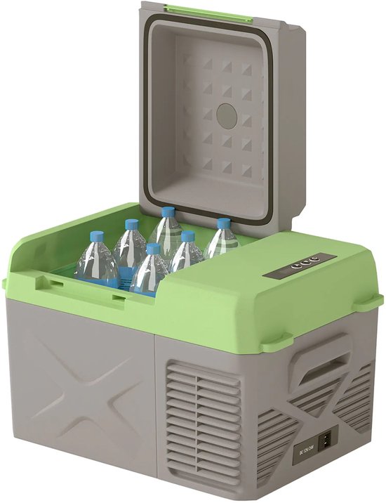 Compressor Koelbox - 12 L - Mini Koelkast - AC/DC - 12V-24V/100V-220V - Voor auto en huis - Outdoor camping benodigdheden - Grijs+groen van Merkloos