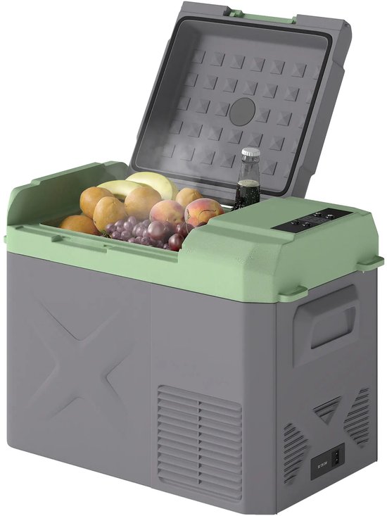 Compressor Koelbox - 24,2 L - Autokoelkast - AC/DC - 12V-24V/100-220V - Stille werking - Outdoor camping benodigdheden - Grijs + groen