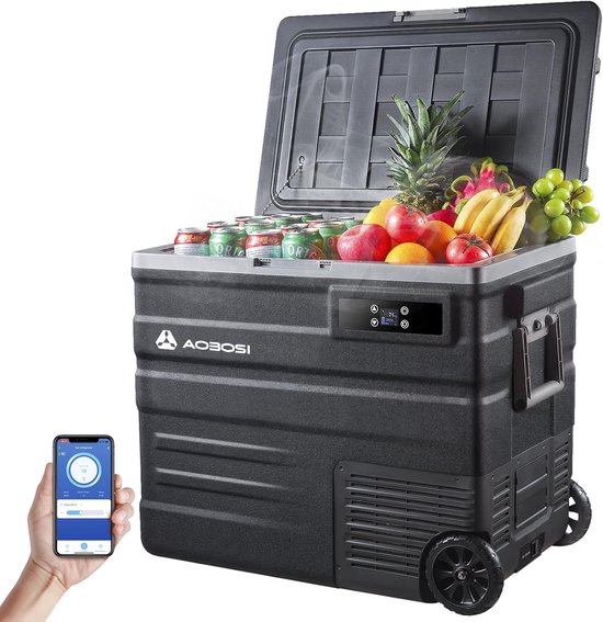 Compressor Koelbox 65L - Elektrische Autokoelbox met App-Bediening - 12/24V en 230V Koelbox tot -20 °C voor Auto, Camper, Boot en Camping