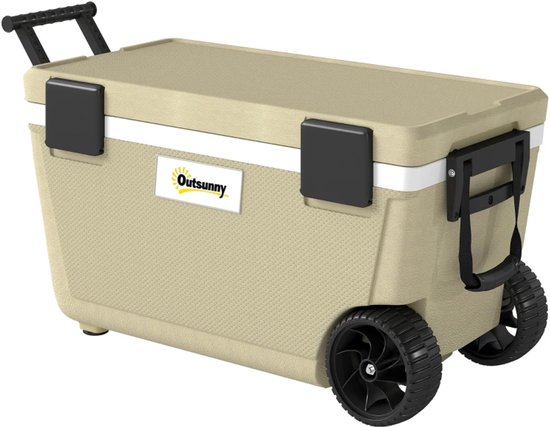Compressor Koelbox - 70 L - houdt tot 72 uur Koel - Koelkast - Koeler met PU-schuimisolatie, Wielen, Aftapkraan & Handvat - Voor Auto & Huis - voor Boten, Campers en op Reis - Khaki