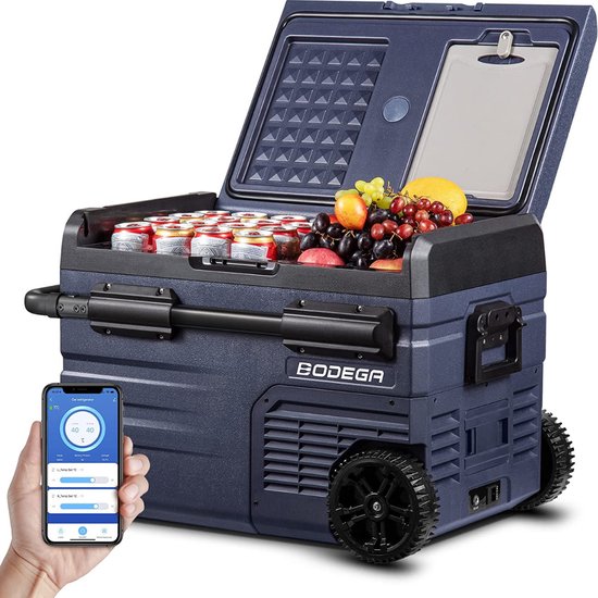 Compressor Koelbox - Autokoelkast, 35L Draagbare Elektrische Koelkast, Dubbele zone, APP-bediening, USB-aansluiting, 12 / 24V DC en 100-240V AC voor Buiten, Voertuigen, Kamperen, Reizen van EVOLAND