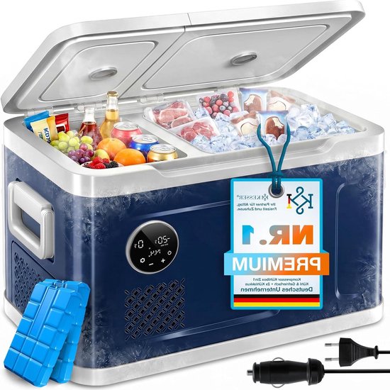 Compressor Koelbox - Dubbele Zone - Vers Houden - Dual Zone Koeling - 31 Liter - Marineblauw