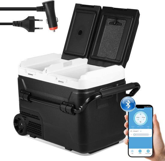 Compressor Koelbox Elektrisch - 50L - 12V en 240 volt - Camping Mini Koelkast - Vriezen en Koelen - Frigobox - Twee Zones - Voor Auto, Vrachtwagen, Boot En Camping van Merkloos