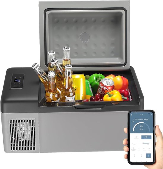 Compressorkoelbox - Draagbare vriezer - Koelen en vriezen - App bediening - 20 liter - Grijs