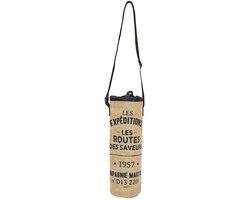 Cook Concept Flessen koeltas Jute - voor 1 fles - inhoud 1500 ml - 33 x 10 cm - Franse sfeer - met hengsel van Cook Concept