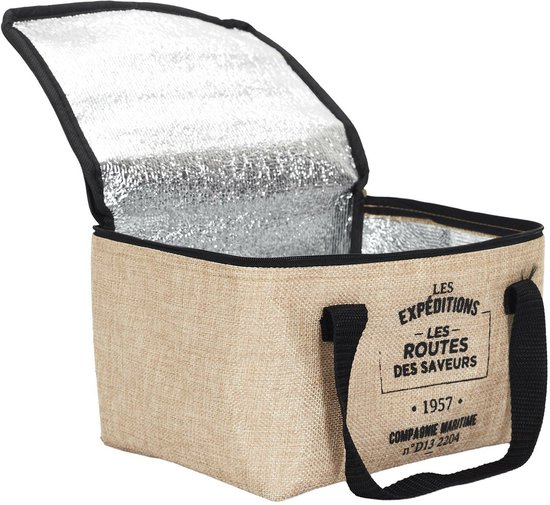 Cook Concept Kleine koeltas Jute - voor lunchpakket of 6 blikjes - sixpack - 3,2 liter - 24 x 16 x 18 cm - lunchtasjes van Cook Concept