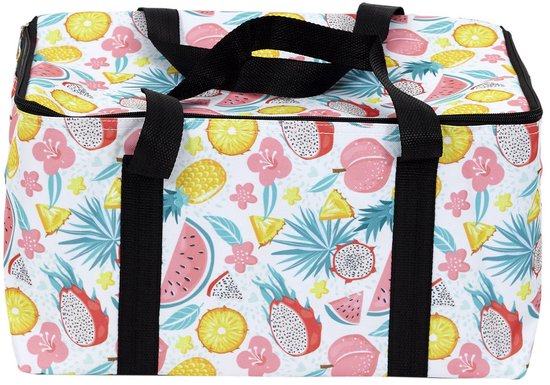 Cook Concept Koeltas Tropical Fruits - voor lunch en drinks - 20L - 40 x 21 x 25 cm - zomerse multi kleuren mix van Cook Concept