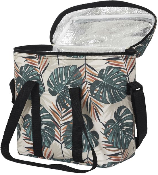 Cook Concept Koeltas Tropical Leafs - voor lunch en drinks - 12L - 30 x 15 x 25 cm - groen van Cook Concept