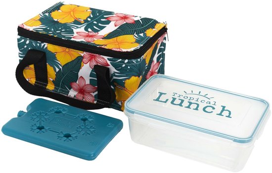 Cook Concept Koeltas Tropical - voor lunch - 3L - 22 x 15 x 11 cm - met koelelement en box- geel - lunchtas van Cook Concept