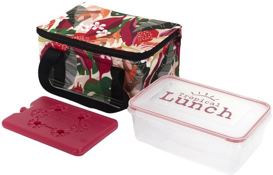 Cook Concept Koeltas Tropical - voor lunch - 3L - 22 x 15 x 11 cm - met koelelement en box- roze - lunchtas van Cook Concept