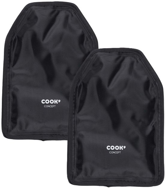 Cook Concept Wijnfles koeler/koelelement hoes - 2x - zwart - 23 cm - Flessenkoeler - Wijnkoeler van Cook Concept