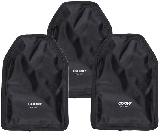 Cook Concept Wijnfles koeler/koelelement hoes - 3x - zwart - 23 cm - Flessenkoeler - Wijnkoeler van Cook Concept