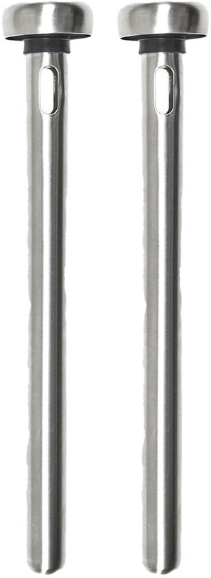 Cook concept Wijnkoeler stick met schenktuit - 2x - RVS - 22 cm - koelstaaf - wijnfles koeler - wijstopper