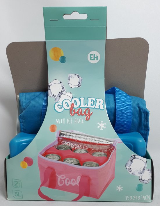 Cooler Bag with Ice Pack - Koeltas met koelelement - 5 Liter - 15x24x14 - Blauw van Cool