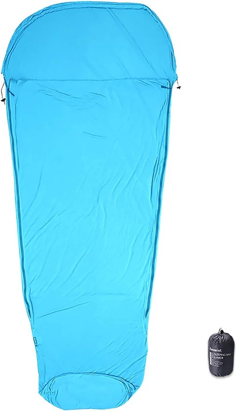 Coolmax Reislaken, slaapzak met dubbele ritssluitingen voor volwassenen, slaapzakken voor hotels, rechthoekig, met hoofdkussenzak en mummie-binnenslaapzak met capuchon, ademend van Cocoon