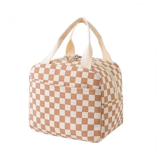 Corduroy Koeltas - Checker Bruin | 26 x 21 x 17 cm | Nylon| Lunchtas | Fashion Favorite van Merkloos