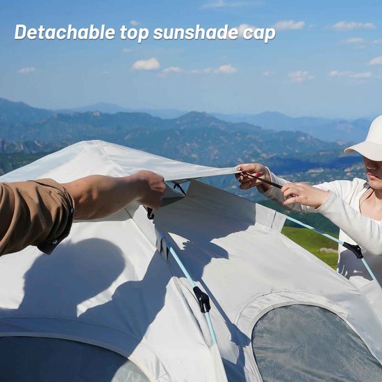 CORE Kampeertent - Slaaptent - 3-4 persoon outdoor camping tent - 6 hoekig - Lichtgewicht - 280x155cm - Grijs