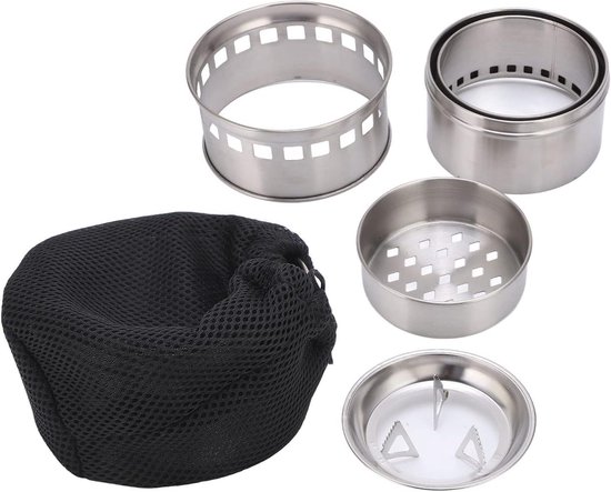 Cosensi - Draagbare roestvrijstalen camping houtkachel voor picknick - Vouwbaar barbecue houtfornuis van Merkloos