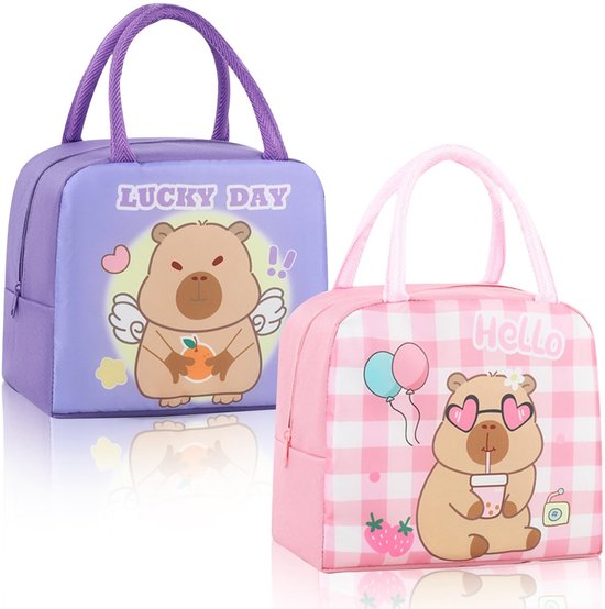 Cosensi - Lunch Bag - Mini Thermische Tassen - Perfect voor School en Piknik - Set van 2 - Roze en Paars - Voor Kinderen en Meisjes van Cosensi