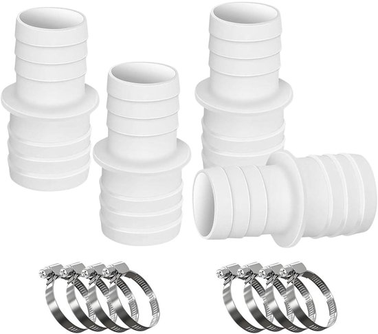 Cosensi - Pool Hose Connectors - 32mm naar 38mm - Complete set met slangklemmen - Wit - Slangverbinder voor zwembad en tuin - Efficiënte oplossing ... van Cosensi