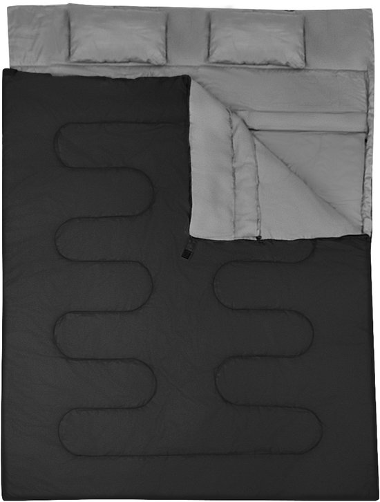 COSTWAY 2 in 1 dubbele slaapzak, enkele slaapzak XL, deken slaapzak 2 personen/met 2 kussens / 220x150cm / voor kamperen, wandelen, outdoor activiteiten van Merkloos