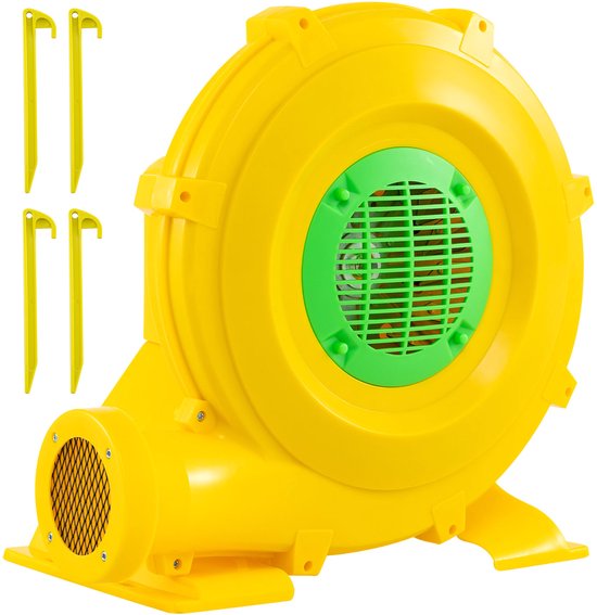 COSTWAY 850 W blazer voor springkasteel, luchtblazer met handvat en grondanker, blaaspomp, ventilator voor opblaasbaar speelgoed van Merkloos