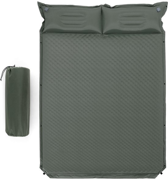 COSTWAY Campingmat, zelfopblazend, 2 personen, campingmat met kussen, ultralicht, waterdicht, luchtmatras, campingmatras, slaapmat voor kamperen, wandelen, strand, reizen van Costway