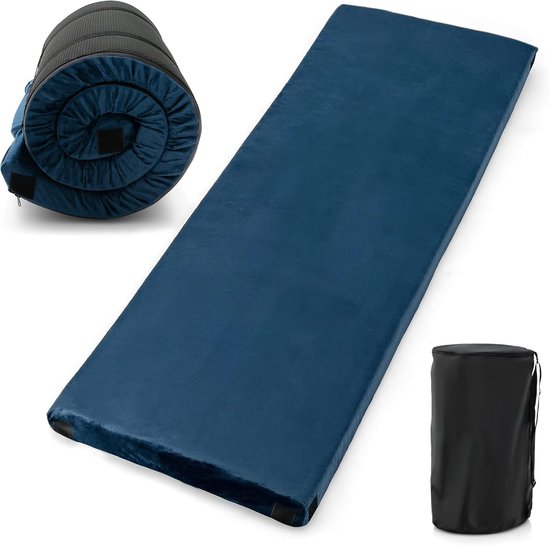 COSTWAY Isomat Camping matras van traagschuim, lichte slaapmat met flanellen overtrek, incl. draagtas, gastenmatras voor reizen, wandelen, thuis, 183 x 62,5 x 6,5 cm, grijs van Merkloos